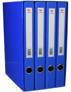 Modulo 4 archivadores fº 2 anillas 25mm carton forrado en pp grafcolor azul